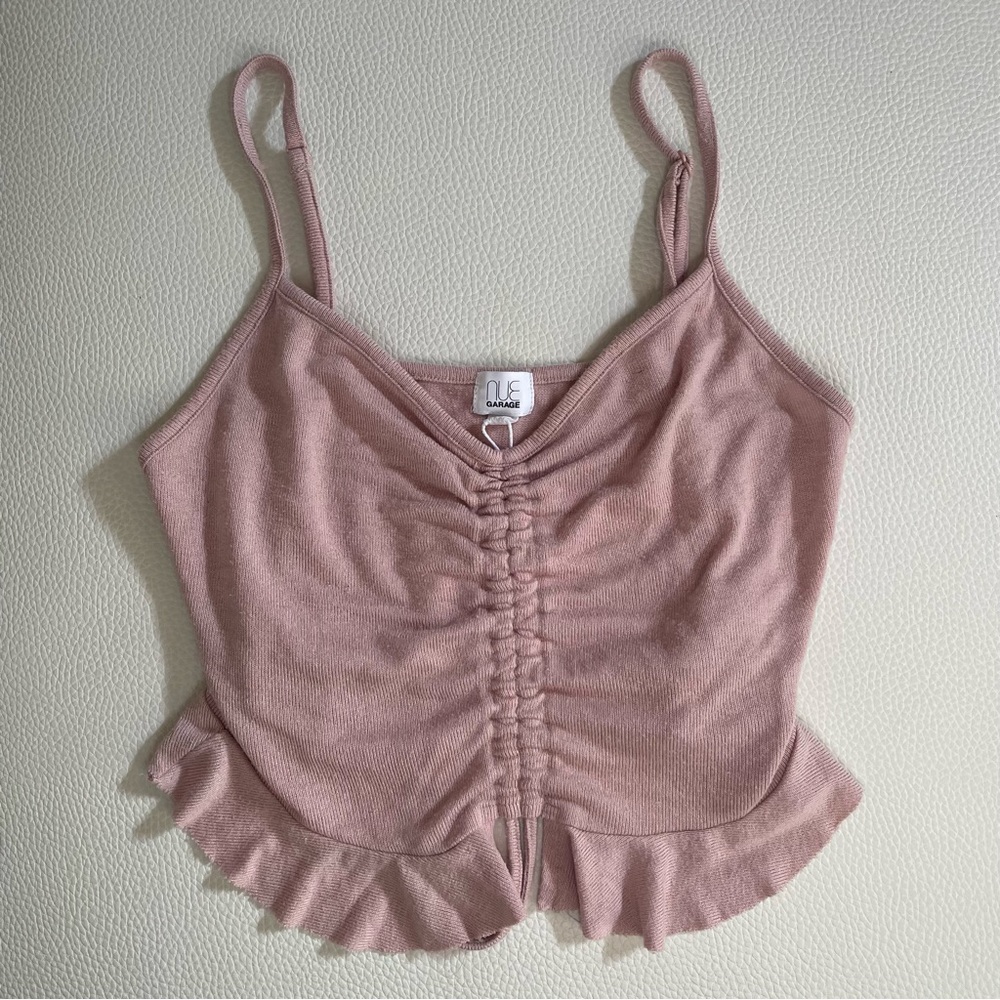 NUE Garage Pink Ruched Crop Top